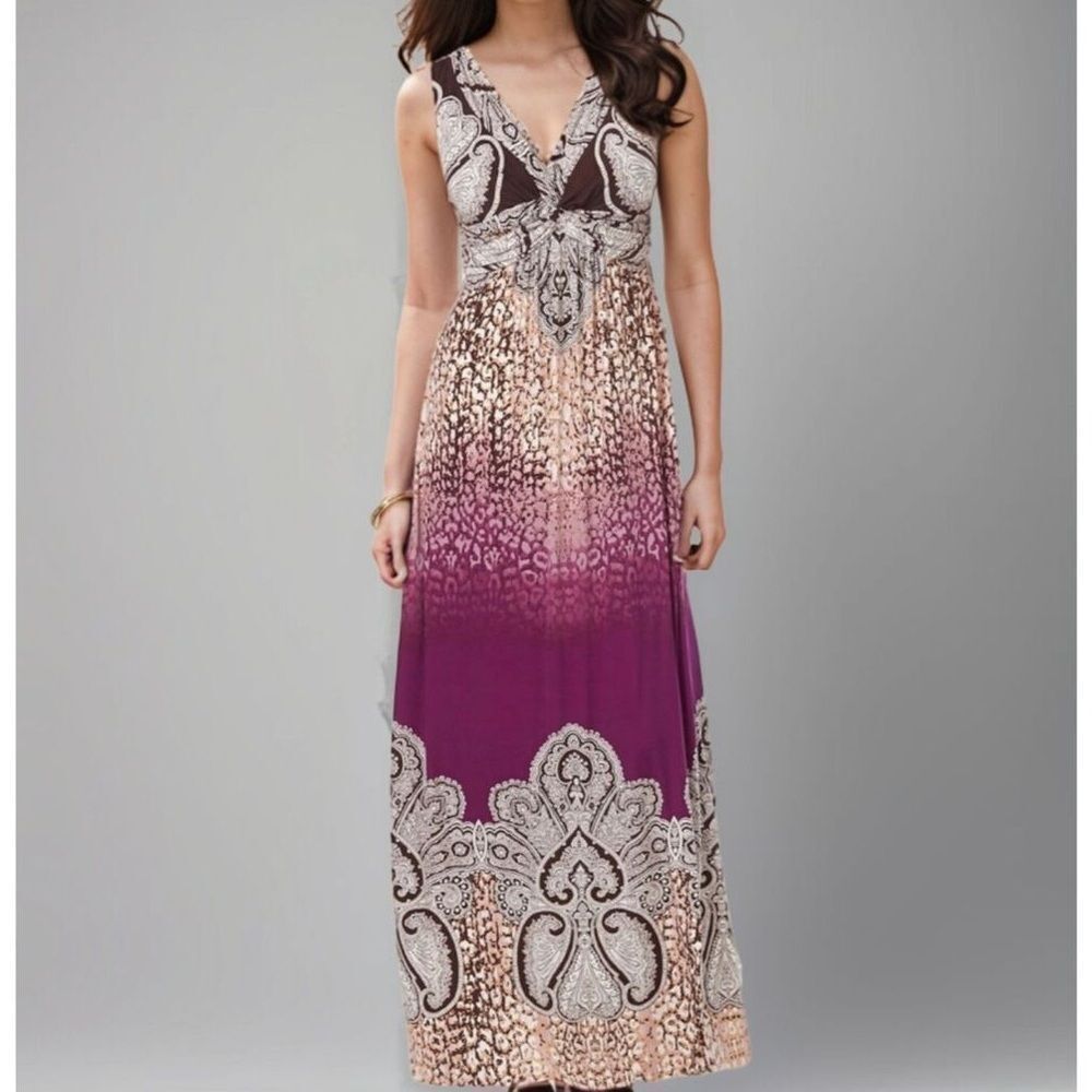 Soma Purple Maxi Sundress Sleeveless V-neck Resort Wear